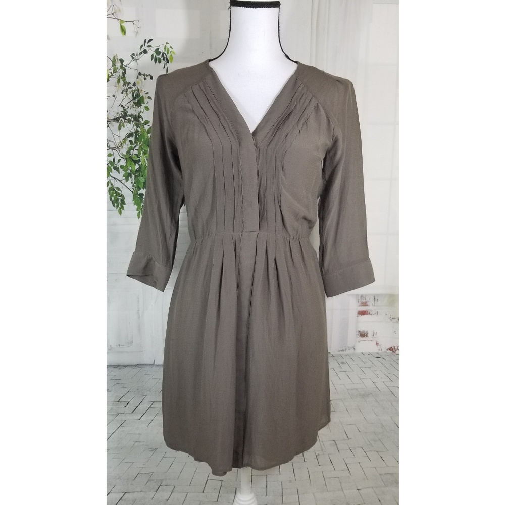 J. Crew Silk Georgette Shirtdress Olive Green Sz 0